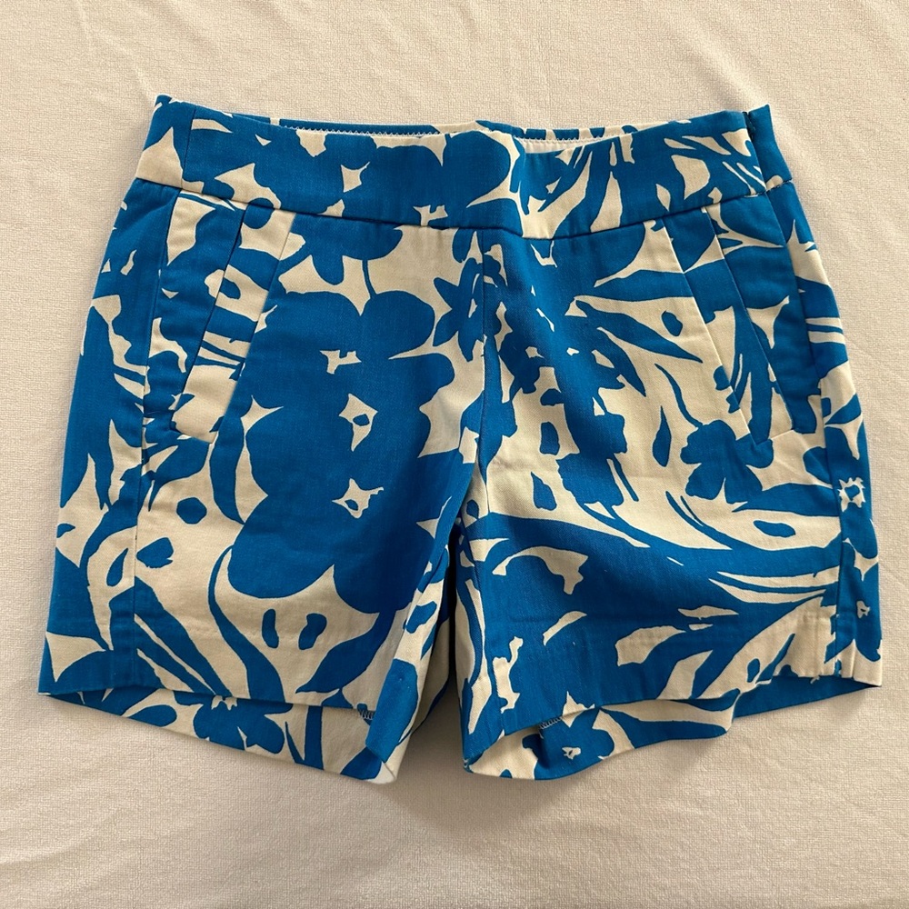 J Crew shorts. Size 00. Blue and white.